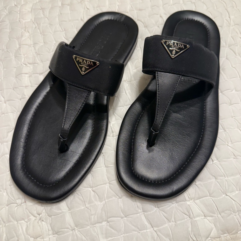 Prada Black Thong Sandals